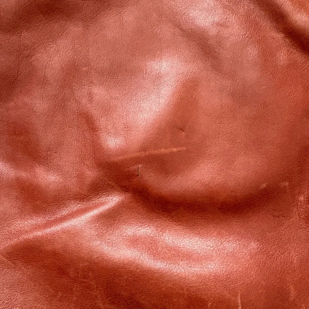 Rare Baggu Distressed Raw Milled Leather Tote, Saddle Brown - Picture 2 of 12